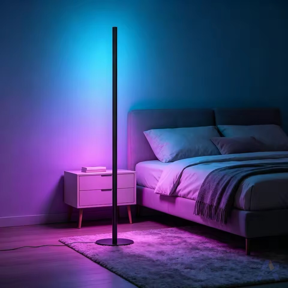 RGBIC Corner Floor Lamp – Smart App & Remote Mood Light, Music Sync Ambient Standing Lamp